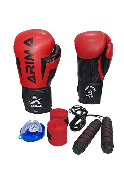 ARIMA Arıma Nova-4 Boxing Kickboxing Muaythai Gloves + Bandage + Mouthguard + Jump Rope Set