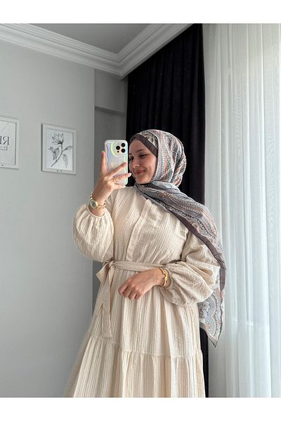 RFK Butik Rochie de damă Belinda Begonia cu curea în talie bej