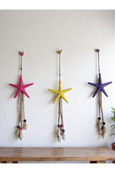Grimsi Üçlü Deniz Yıldızı Deniz Kabuklu Duvar Balkon Bahçe Süsü