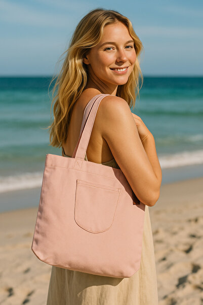 BYBAGS Τσάντα χεριού, μπράτσου και ώμου από καμβά με φερμουάρ, μπροστινή τσέπ...