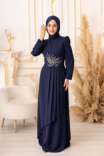 Modamartı YILDIZ ABİYE TAŞ VE BONCUK İŞLEMELİ PLİSELİ TESETTÜR ABİYE (büyük b...