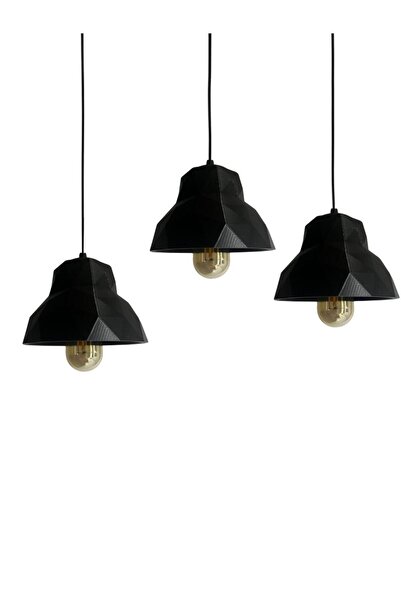 Genel Markalar Şık Siyah Tekli Avize E27 Rustik Ampul ile Mekanınıza Zarafet Katın