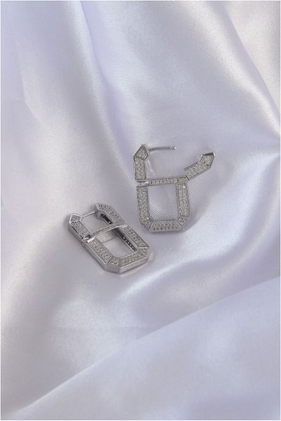 Skygo Brass Silver Colored Zircon Stone Vip Series Serenay Earrings - TJ-BKP9070