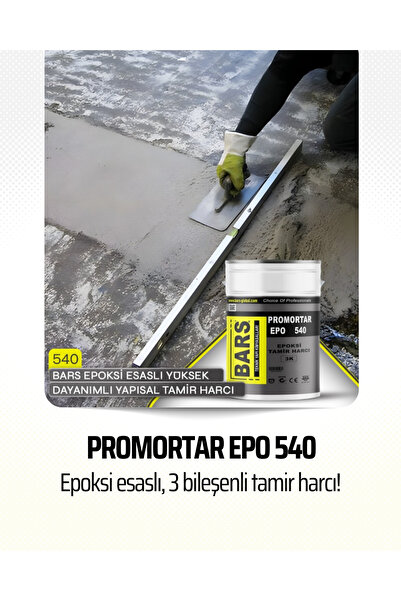 BARS Promortar Epo 540 Epoksi Tamir Harcı, Yüksek Mukavemetli, Aşınma Ve Darbeye Dayanıklı 20 Kg