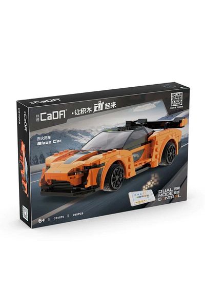 cada مجموعة ألعاب مكعبات بناء سيارة رياضية برتقالية اللون مع جهاز تحكم عن بعد من Blaze Car C51075w