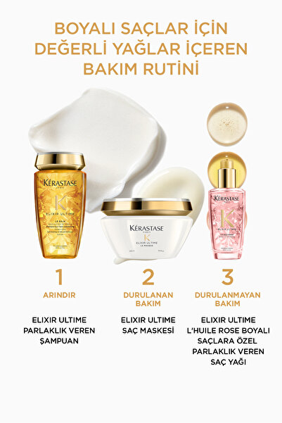 Kerastase Elixir Ultime L'huile Rose Boyalı Saçlara Özel Saça Parlıklık Veren Ve Renk Koruyan Saç Ba