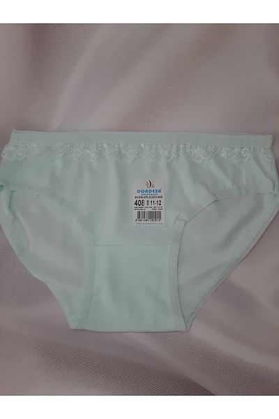 Butik Green 100% Cotton Female Child Combed Cotton Top Brief Plain Lace Panties