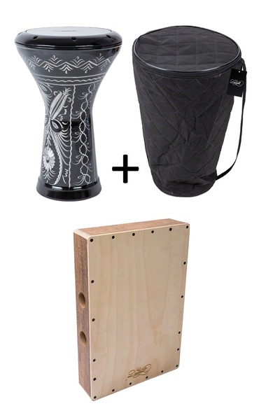 Donizetti Ritim Müzik Tutkunları I?çin Siyah Işlemeli Darbuka Ve Kahon Seyaha...
