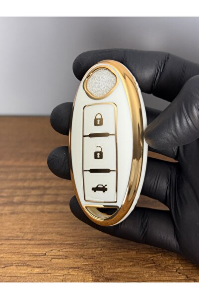 Luxe Aksesuarr Husa de protectie pentru chei din silicon Nissan Smart cu 3 butoane Culoare alba