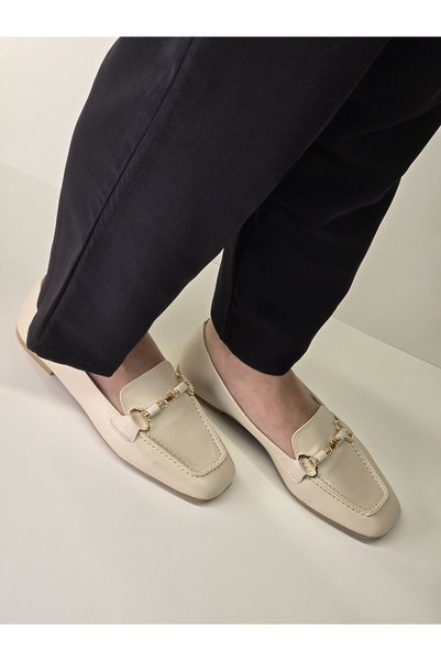 Melinta Shoes Melinta Gold Buckle Cream Women's Ballerinas