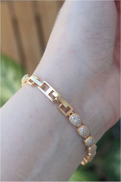 Skygo Gold Color Drop Model Vip Series Brass Zircon Bracelet - TJ-BB6077