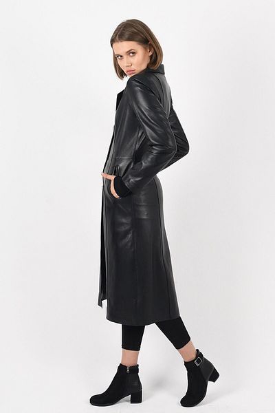 ALİN Tyrell Women's Black Long Genuine Leather Topcoat Size Measurements as Shown