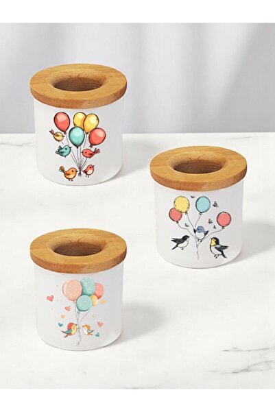 lili hediyelik Cutie de creion din ceramică din 3 piese cu imprimare cu păsăr...