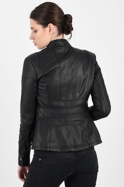 ALİN Melody Women's Black Fit Genuine Leather Jacket Size Measurements Visually