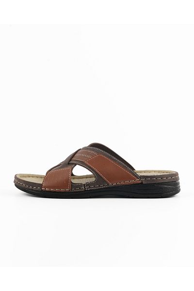 Tigerline Ανδρικές παντόφλες TL084 Brown Tobacco Summer Home & Outdoor Slippers