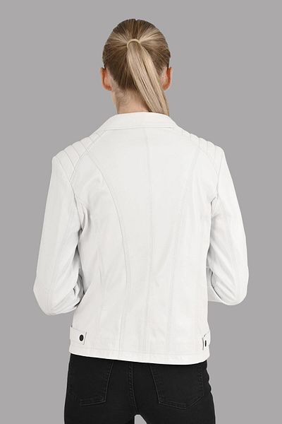 ALİN Alexa Women's White Biker Genuine Leather Jacket Size Measurements Visual