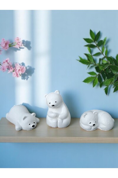 Grimsi Dekoratif Üçlü Kutup Ayısı Biblo Set