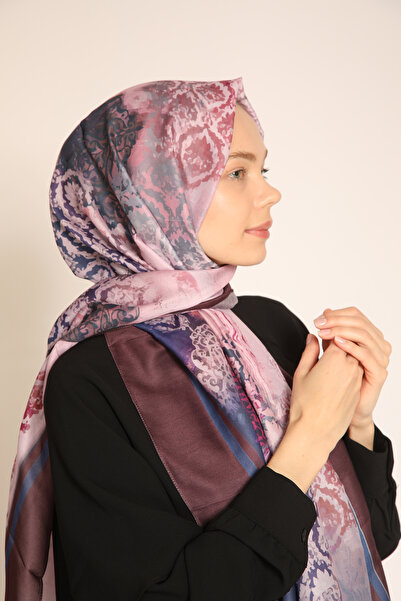 BERCHEM SCARF Mor Ve Pembe Tonlarda Sanatsal Desenli Soft Şal