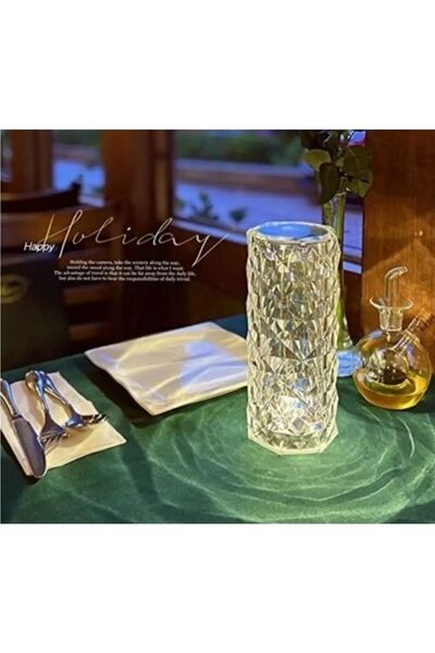 Canderel Kumandalı Masa Lambası Kristal Elmas Led Dokunmatik Sensör Usb Şarj Bar Restoran