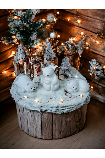 Grimsi Dekoratif Üçlü Kutup Ayısı Biblo Set