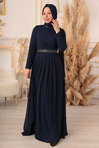 Modamartı YILDIZ ABİYE ŞİFON KUMAŞ ÇİÇEK DETAYLI TESETTÜR ABİYE