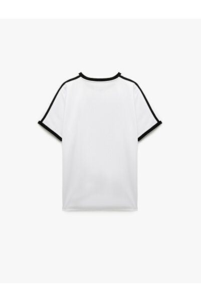 Koton Short Sleeve Crew Neck Piping College Printed Oversize Sports T-Shirt