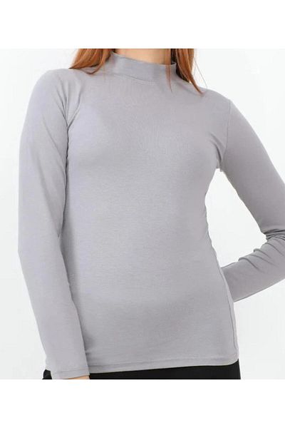 Mistanbul Women's Gray Long Sleeve Body Turtleneck