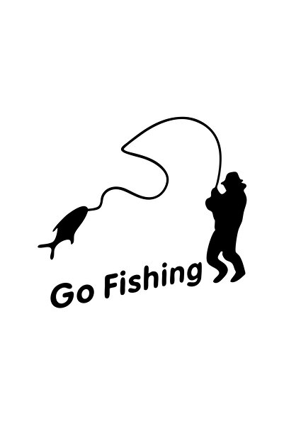 Reysa Tasarım ملصق سيارة Go Fishing مقاس 17x17 سم باللون الأسود