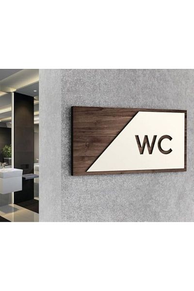 Mars Wc Toilet Sign 22X12 cm Door Direction Sign Large Size