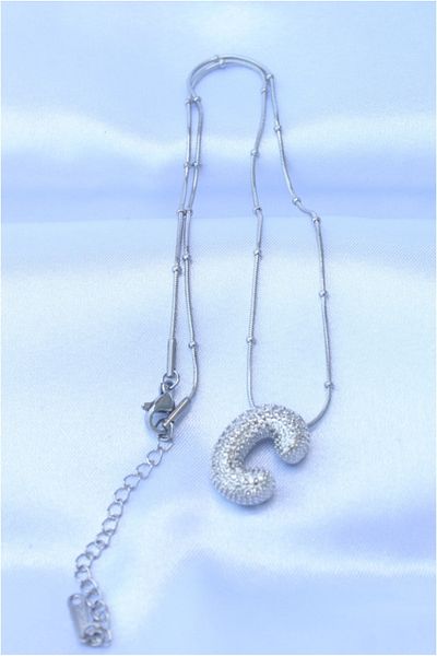 Skygo 316L Steel Chain Zircon Stone C Letter Silver Color Bubble Necklace - Tj-Bko8716