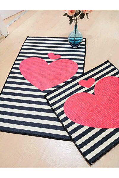 Ardizayn Heart Patterned, Non-Spill Organic Cotton Woven Base 2-Piece Toilet Seat Set