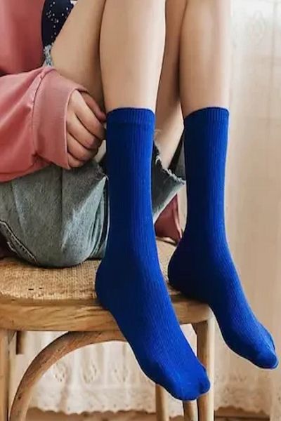Esinti 6 Pairs Men Women Socks Plain Blue -Orange- Yellow Socket Socks Unisex Colorful Tennis Sports Socks
