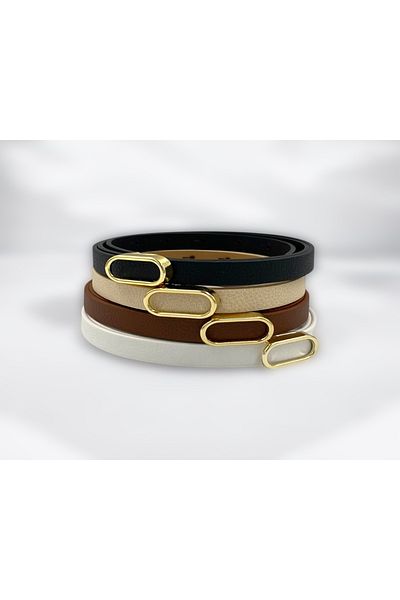 imran kemer 4-Piece Opportunity Product Imported Oval Gold Buckle Thin Belt, Trouser Belt, Shirt Belt, Jacket Belt