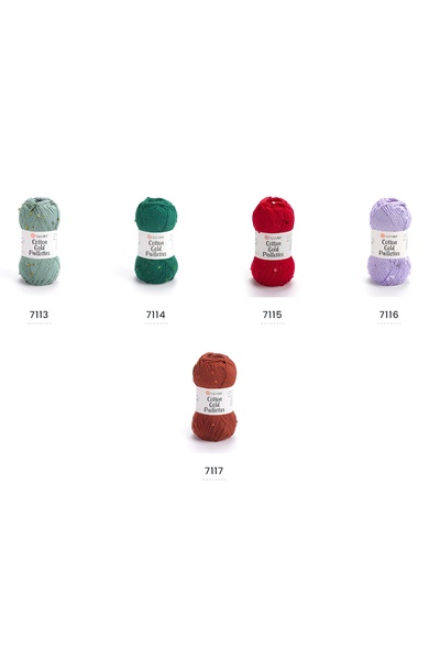 Yarnart Cotton Gold Paillettes Lila 7116 Işıltılı Pullu El Örgü İpi