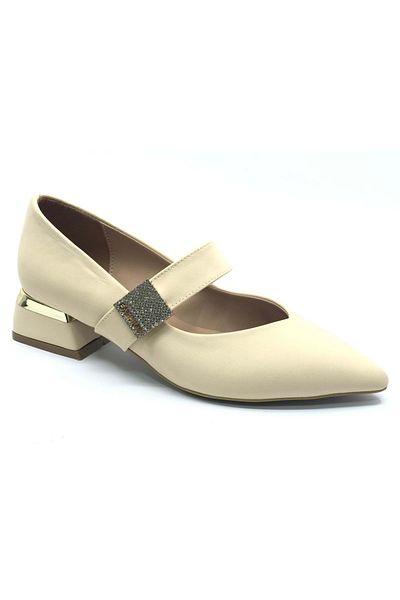 KCMN Feles Pointed Toe Buckle Detailed Women's Heeled Shoes Ten