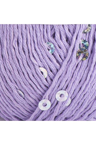 Yarnart Cotton Gold Paillettes Lilac 7116 Sparkling Sequin Hand Knitting Yarn