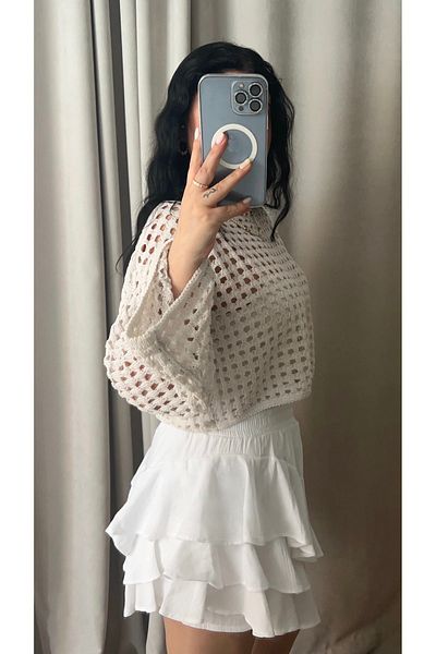 Butik White Folded Shorts Skirt