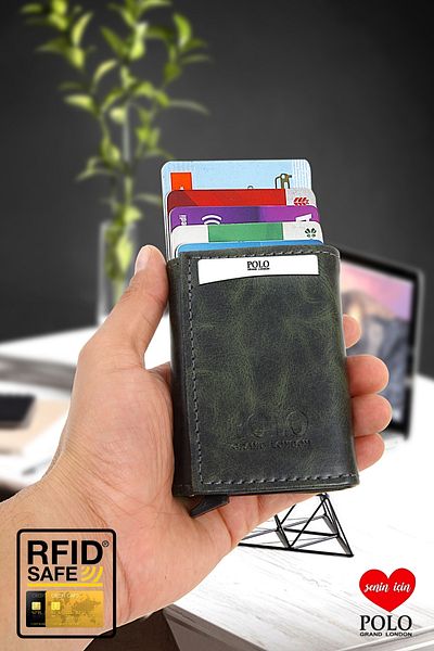 POLOGRAND London Original Automatic Mechanism Boxed Rfid Protection Anti-Theft Wallet with Money & Card Holder