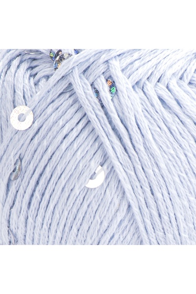 Yarnart Cotton Gold Paillettes Albastru deschis 7109 Ață de tricotat manuală cu paiete strălucitoare