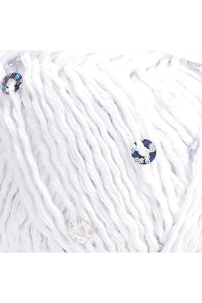 Yarnart قطن ذهبي Paillettes أبيض 7102 سلسلة حياكة يدوية بالترتر اللامع