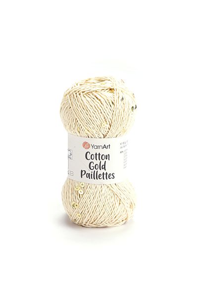 Yarnart Βαμβακερό χρυσό Paillettes Beige 7103 Φωτεινή παγιέτα πλεκτό χειροποίητο νήμα