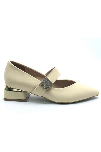 KCMN Feles Pointed Toe Buckle Detailed Women's Heeled Shoes Ten