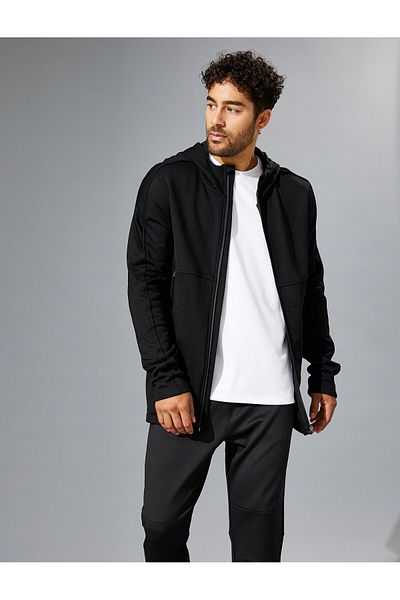 Koton Basic Sports Hooded Sweatshirt Zippered Light Fabric