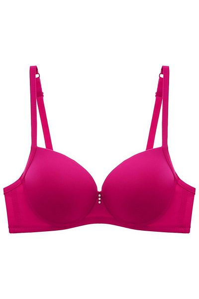 pae Sutien moale de zi cu zi cu sârmă dublă push up anti-scădere Neon fucsia 1 bucată