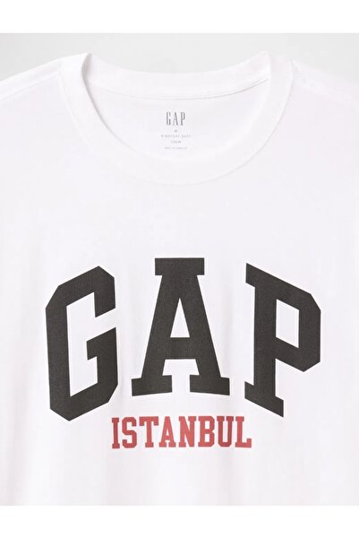 GAP Ανδρικό λευκό μπλουζάκι με λογότυπο Istanbul για καθημερινή χρήση