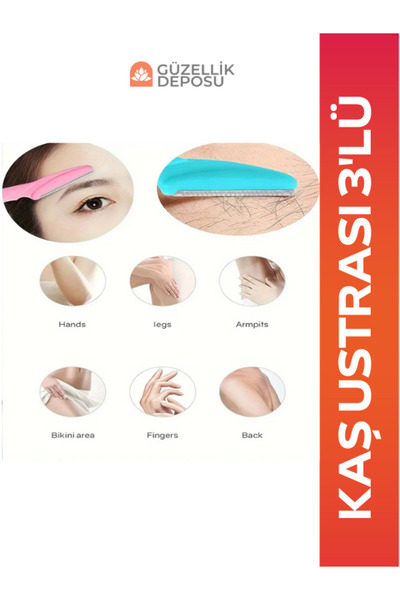 Güzellik Deposu TAYEM Yüz Jileti Ve Kaş Usturası Kadın Jileti Epilasyon 3'lü Ustra Seti