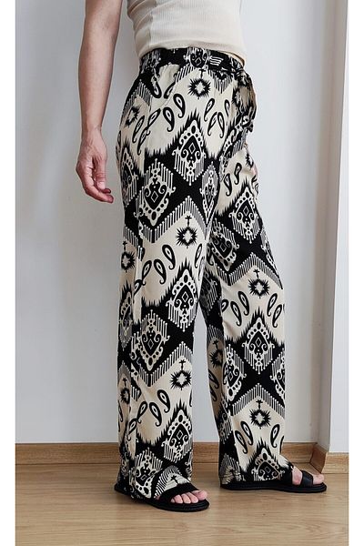 EKAY Ethnic Pattern Elastic Waist Trousers