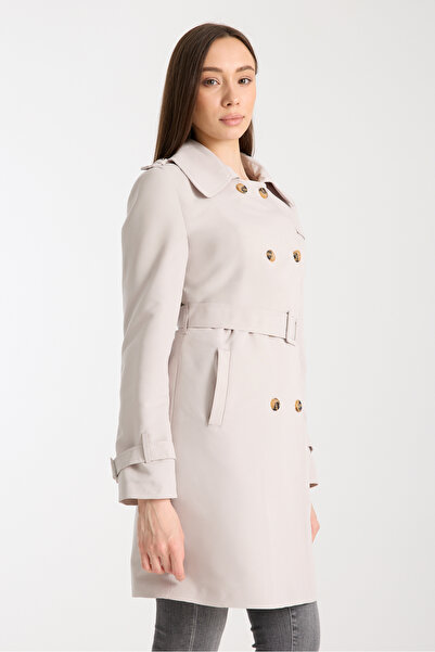 Soydan Güner Su Itici Özellikli Kırışmaz Kumaş Trençkot Taş 5840