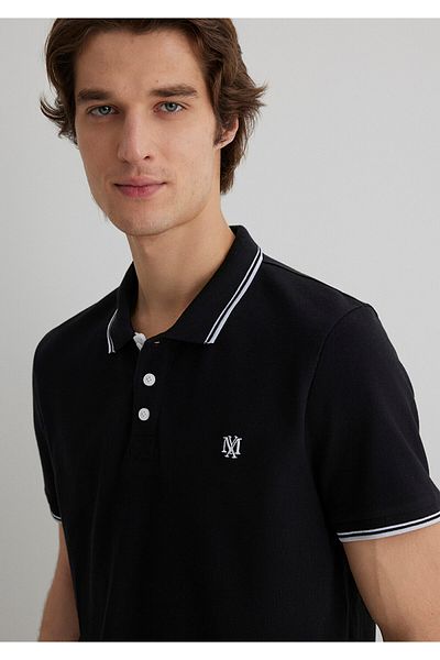 Mavi Schwarzes Polo-T-Shirt – Kragendetail, Slim Fit, Slim Fit064164-900