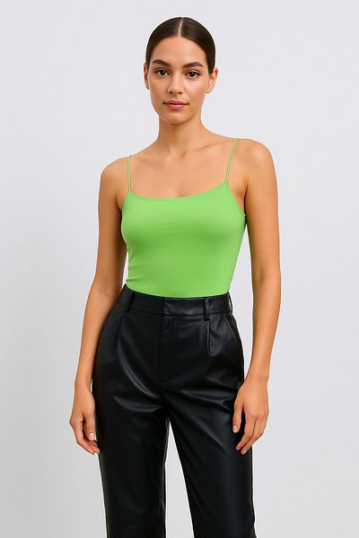 vesantia Phosphorescent Green Women's Sandy Fabric Double Layer Undershirt with No Show Rope Strap